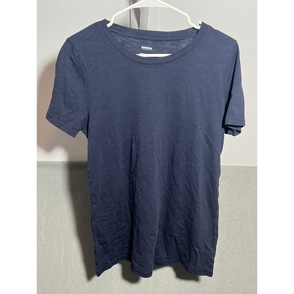 Sonoma Goods For Life Women's Everyday Tee Small S Navy Blue 100% Cotton Short
